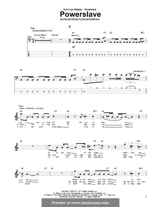 Powerslave (Iron Maiden): Für Bassgitarre mit Tabulatur by Bruce Dickinson