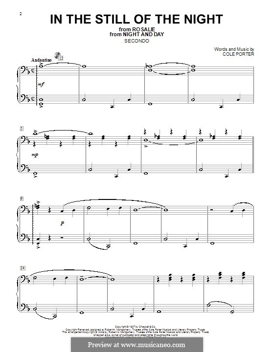 In the Still of the Night: Für Klavier, vierhändig by Cole Porter