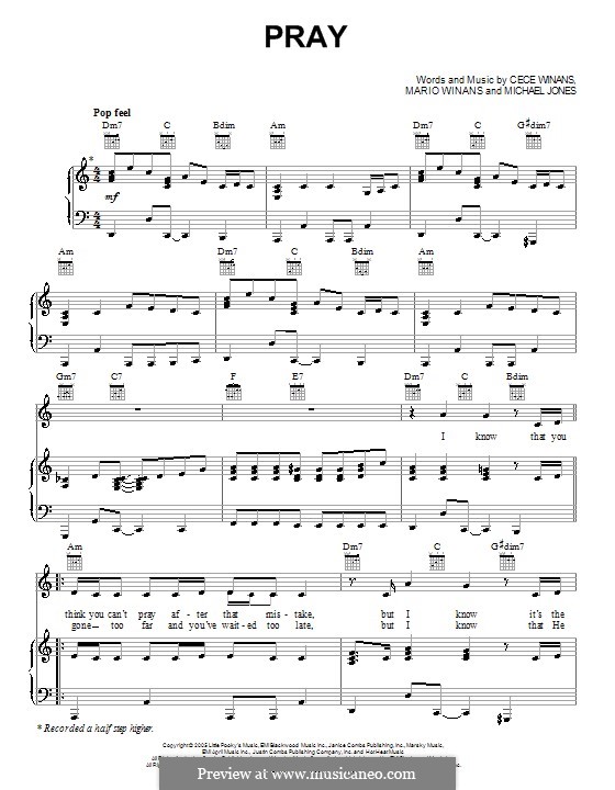 Pray: Für Stimme und Klavier (oder Gitarre) by Mario Winans, Michael Jones