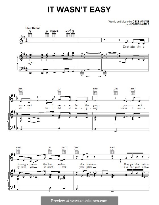 It Wasn't Easy: Für Stimme und Klavier (oder Gitarre) by Chris Harris