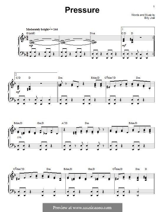 Pressure: Für Stimme und Klavier (oder Gitarre) by Billy Joel