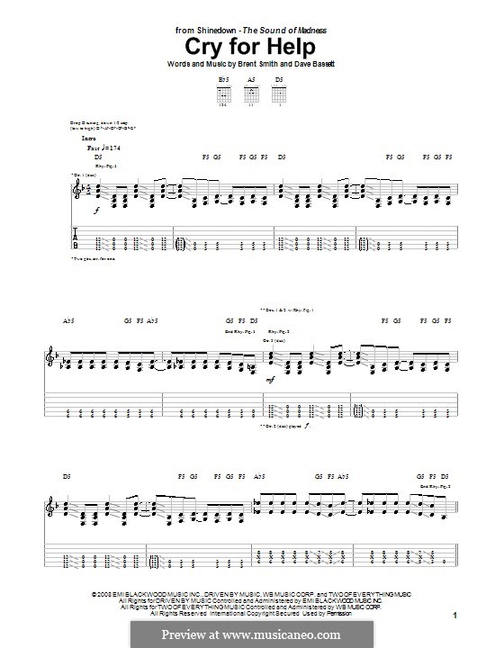 Cry for Help (Shinedown): Für Gitarre mit Tabulatur by Brent Smith, Dave Bassett