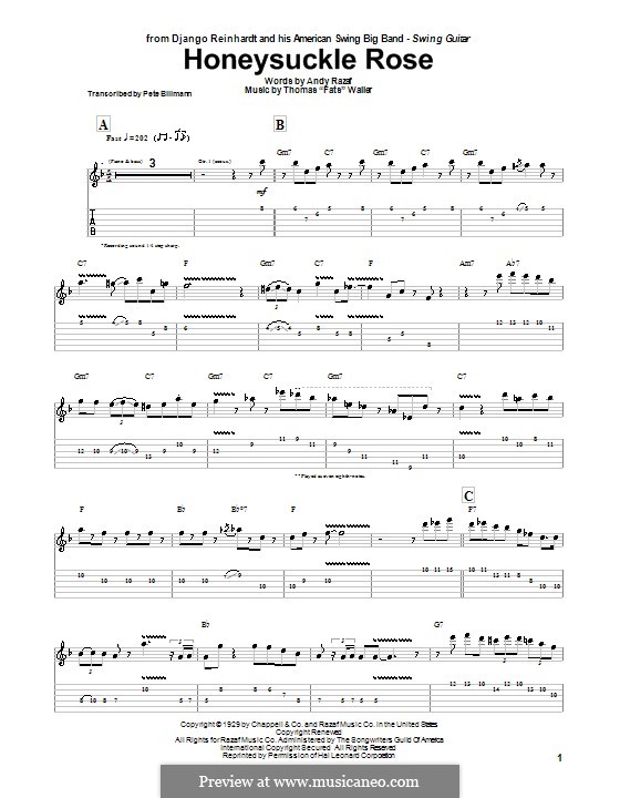 Honeysuckle Rose: Für Gitarre mit Tabulatur by Fats Waller