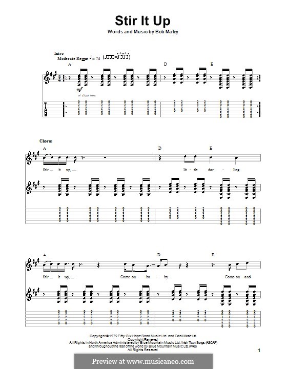 Stir It Up: Für Gitarre mit Tabulatur by Bob Marley