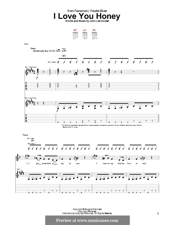 I Love You Honey: Für Gitarre mit Tab by John Lee Hooker