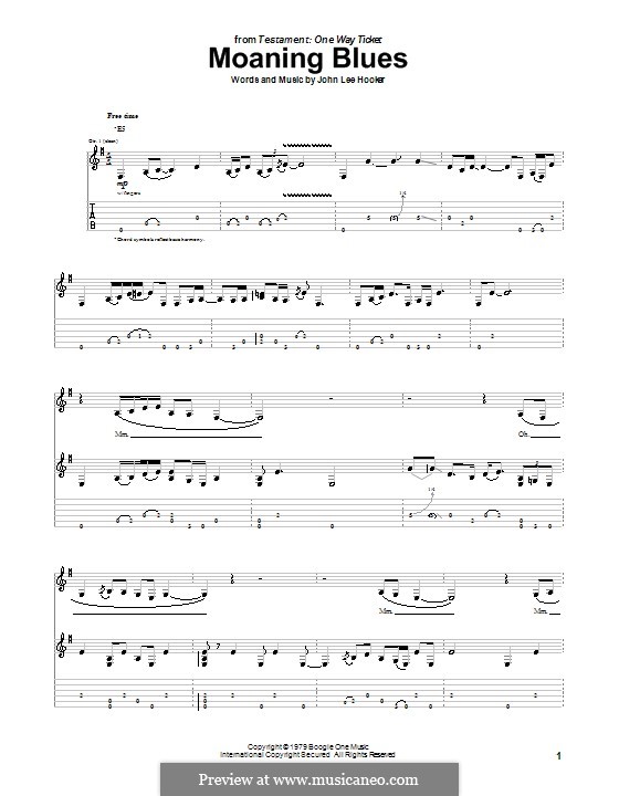 Moaning Blues: Für Gitarre mit Tab by John Lee Hooker