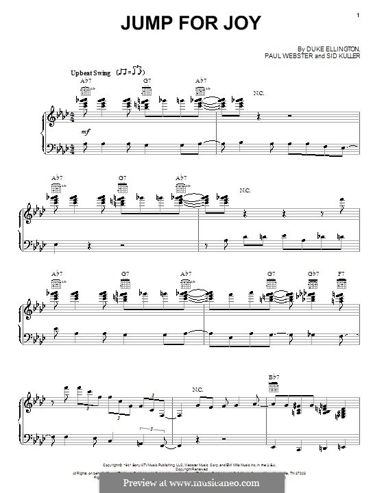 Jump for Joy (Duke Ellington): Für Stimme und Klavier (oder Gitarre) by Paul Francis Webster, Sid Kuller