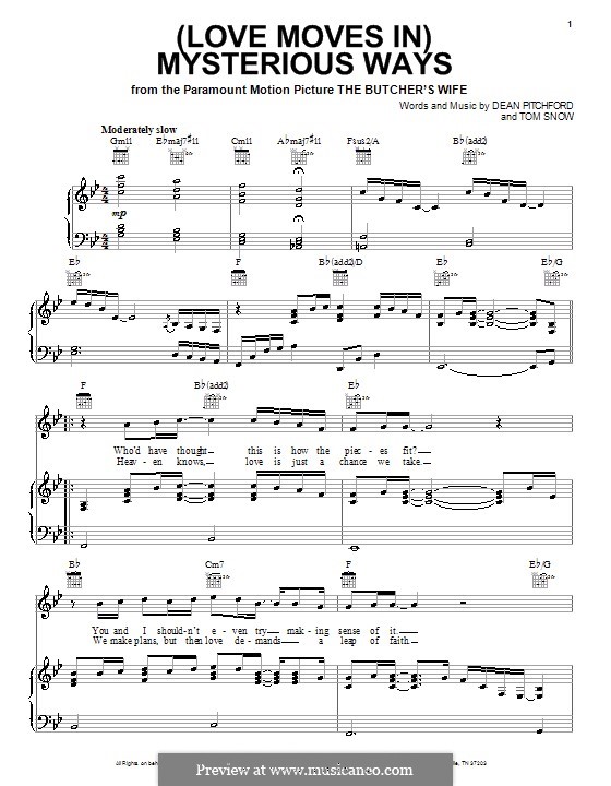 (Love Moves in) Mysterious Ways: Für Stimme und Klavier (oder Gitarre) by Tom Snow