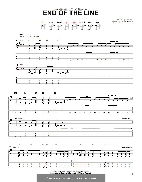 The End of the Line (Metallica): Für Gitarre mit Tabulatur by James Hetfield