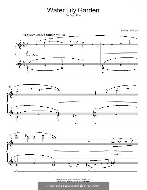 Water Lily Garden: Für Klavier by Carol Klose