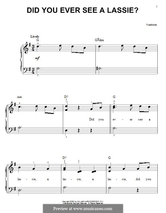 Did You Ever See a Lassie?: Für Klavier, leicht by folklore