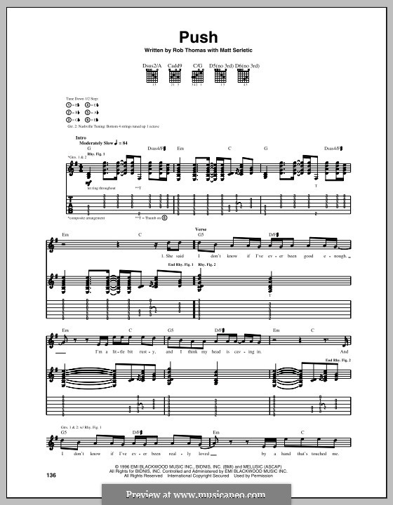 Push (Matchbox Twenty): Für Gitarre mit Tab by Matt Serletic, Rob Thomas