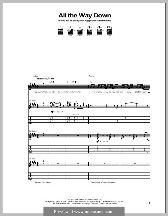 All the Way Down (The Rolling Stones): Für Gitarre mit Tabulatur by Keith Richards, Mick Jagger