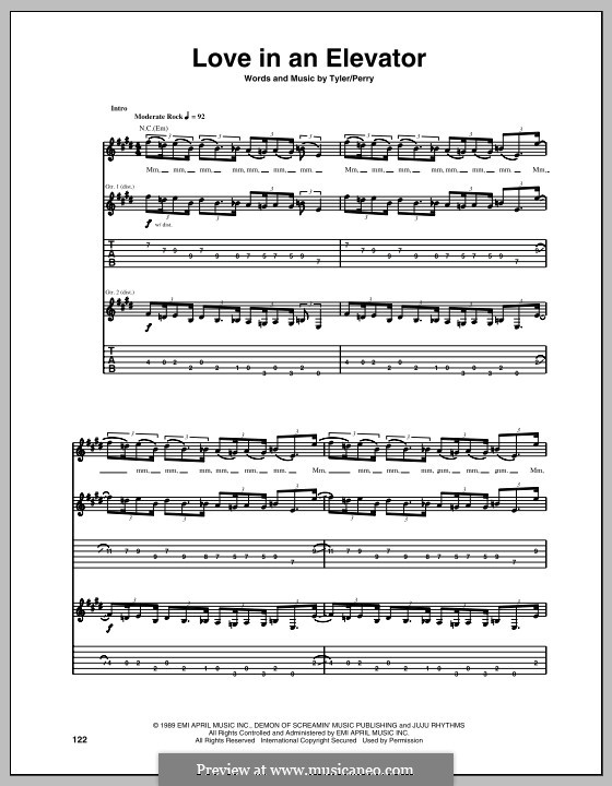 Love in an Elevator (Aerosmith): Für Gitarre mit Tab by Joe Perry, Steven Tyler