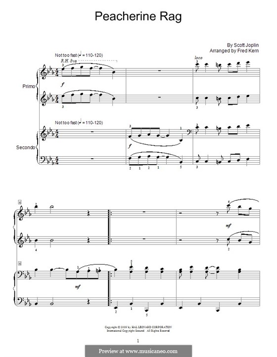 Peacherine Rag von S. Joplin Noten auf MusicaNeo