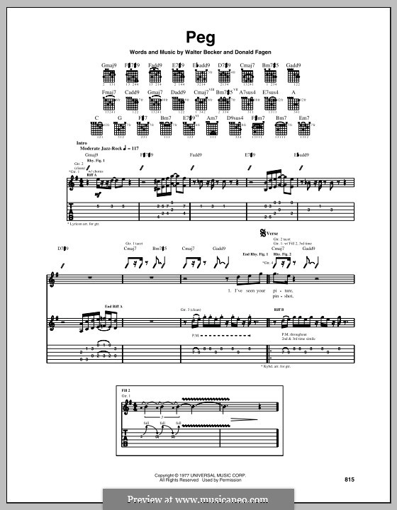 Peg (Steely Dan): Für Gitarre mit Tabulatur by Donald Fagen, Walter Becker