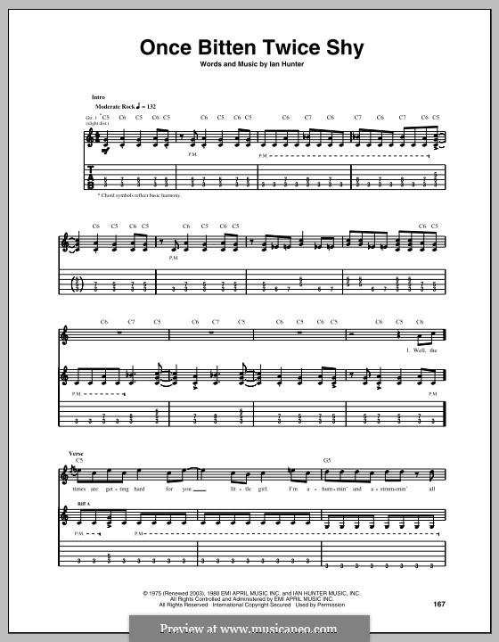 Once Bitten Twice Shy: Für Gitarre mit Tabulatur by Ian Hunter