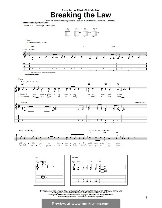 Breaking the Law (Judas Priest): Für Gitarre mit Tabulatur by Glenn Tipton, K. K. Downing, Robert Halford