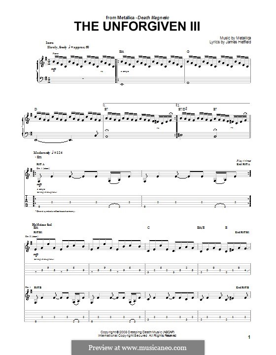 The Unforgiven III (Metallica): Für Gitarre mit Tab by James Hetfield, Kirk Hammett, Lars Ulrich