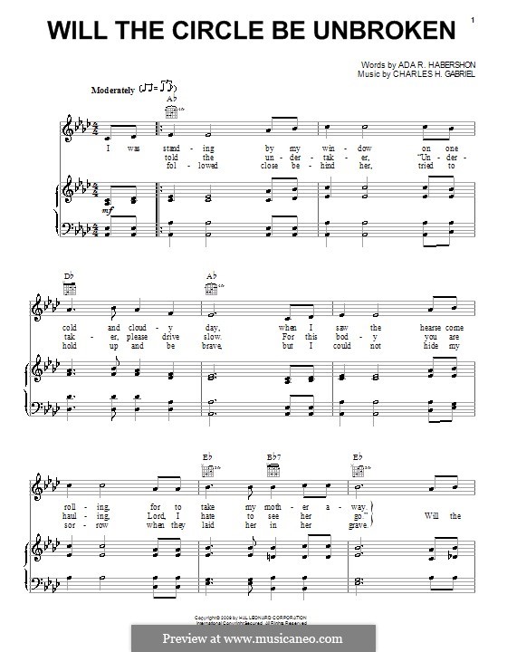 Will the Circle Be Unbroken: Für Stimme und Klavier (oder Gitarre) by Charles Hutchinson Gabriel
