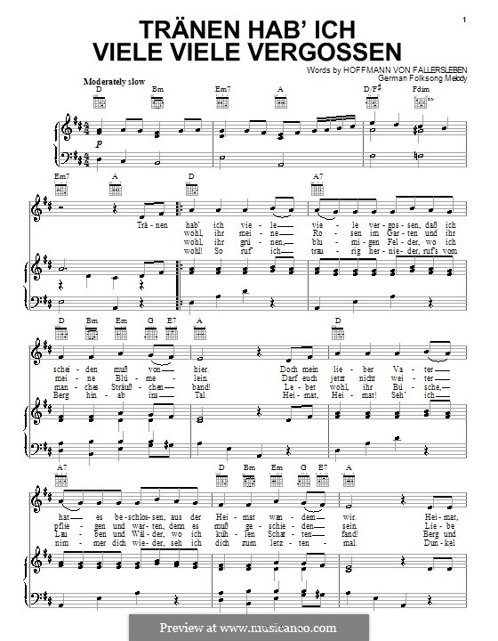Tranen hab'ich viele viele vergossen: Für Stimme und Klavier (oder Gitarre) by folklore