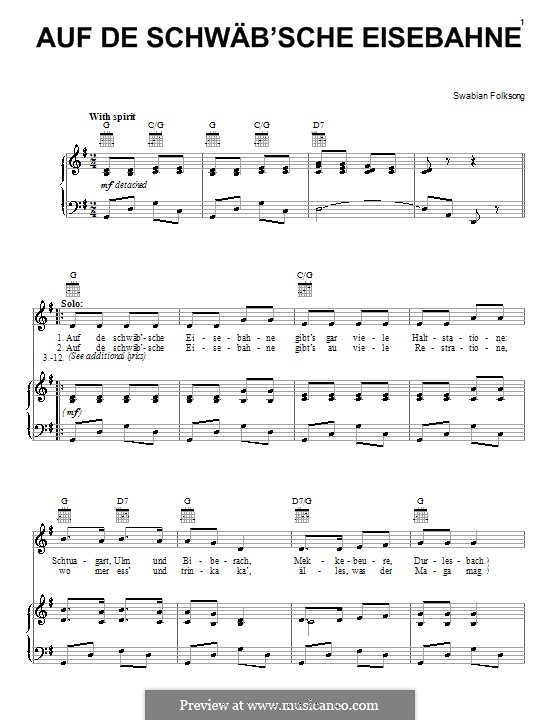 Auf de Schwäb'sche Eisebahne: Für Stimme und Klavier (oder Gitarre) by folklore