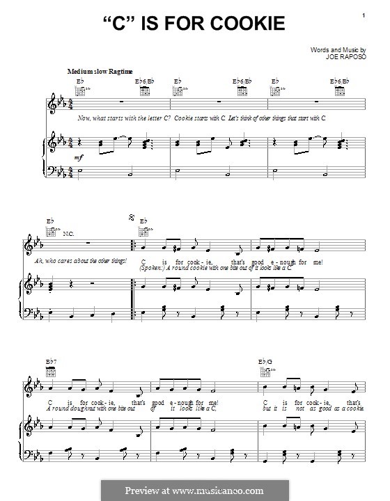 C is for Cookie (The Cookie Monster): Für Stimme und Klavier (oder Gitarre) by Joe Raposo