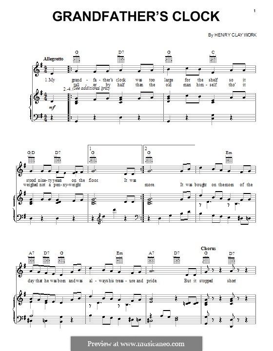 Grandfather's Clock: Für Stimme und Klavier (oder Gitarre) by Henry Clay Work