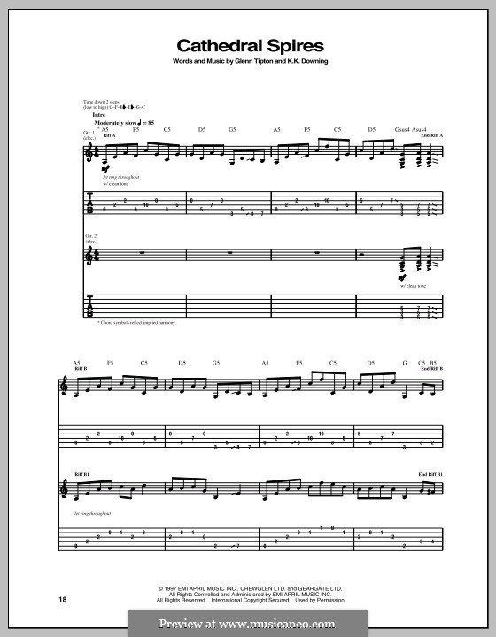 Cathedral Spires (Judas Priest): Für Gitarre mit Tabulatur by Glenn Tipton, K. K. Downing