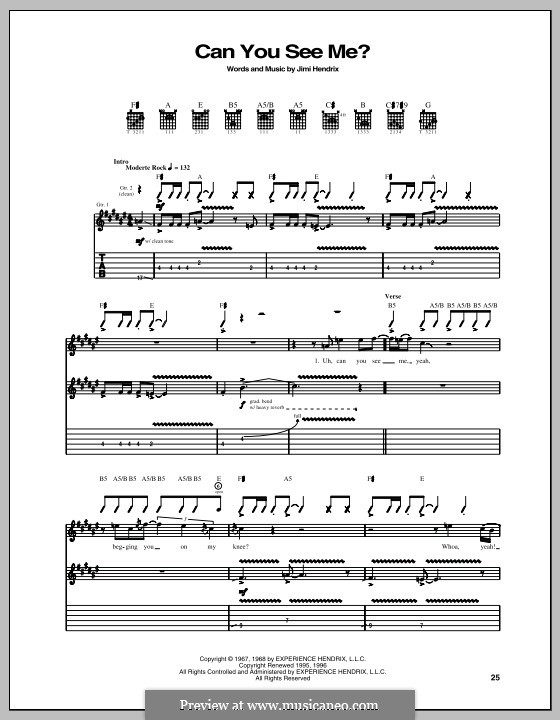 Can You See Me: Für Gitarre mit Tabulatur by Jimi Hendrix