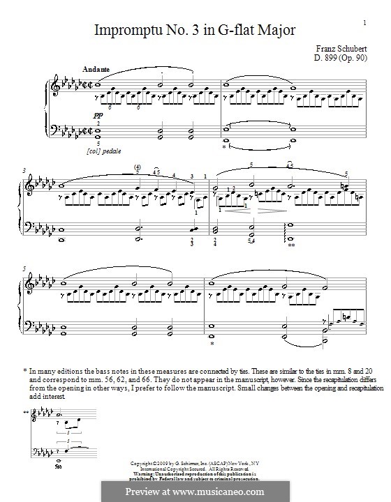 Vier Impromptus für Klavier, D.899 Op.90: Impromptu Nr.3 (Noten von hoher Qualität) by Franz Schubert
