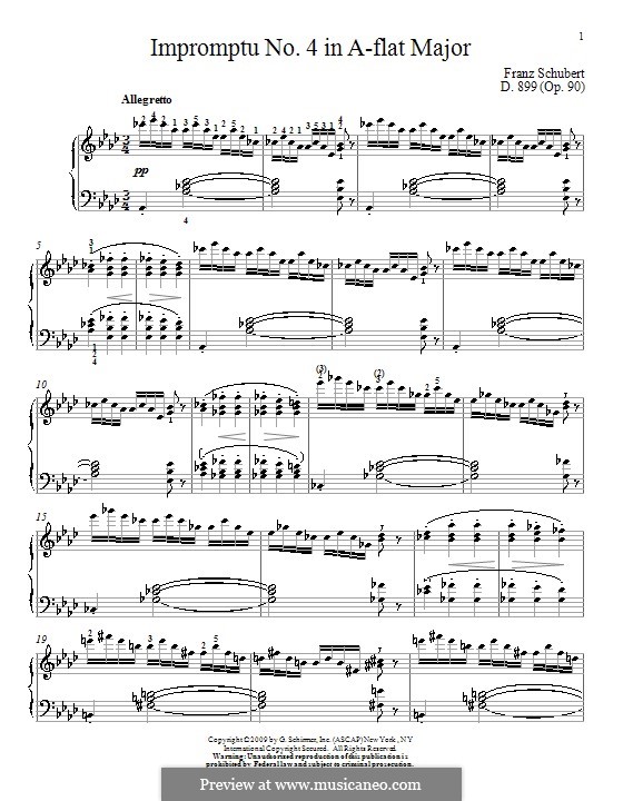 Vier Impromptus für Klavier, D.899 Op.90: Impromptu Nr.4 (Noten von hoher Qualität) by Franz Schubert