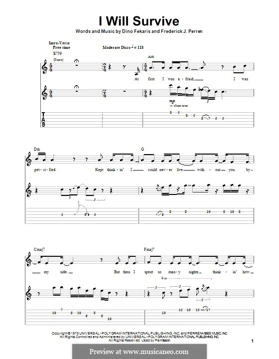 I Will Survive (Gloria Gaynor): Für Gitarre mit Tabulatur by Dino Fekaris, Freddie Perren