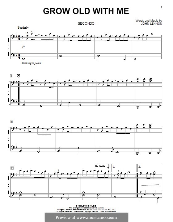 Grow Old With Me: Für Klavier, vierhändig by John Lennon