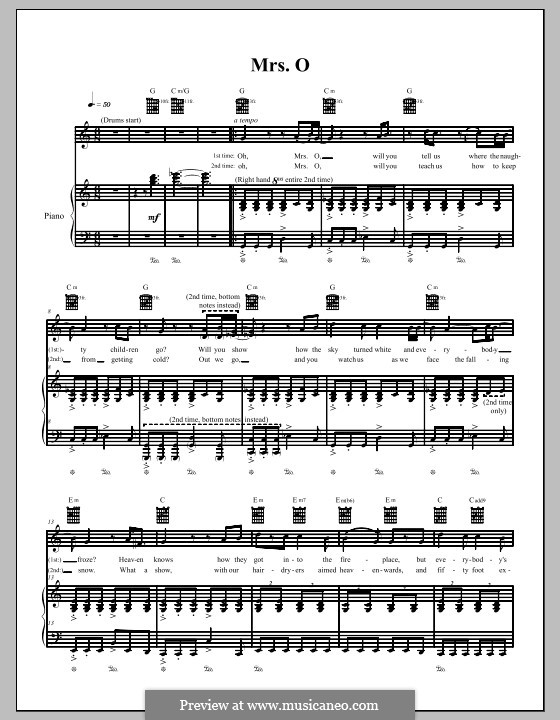 Mrs. O: Für Stimme und Klavier (oder Gitarre) by The Dresden Dolls