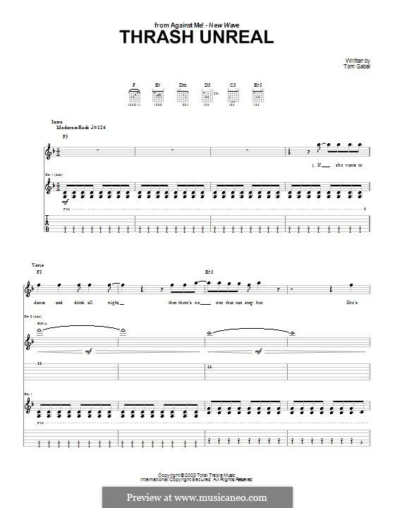 Thrash Unreal (Against Me!): Für Gitarre mit Tabulatur by Tom Gabel