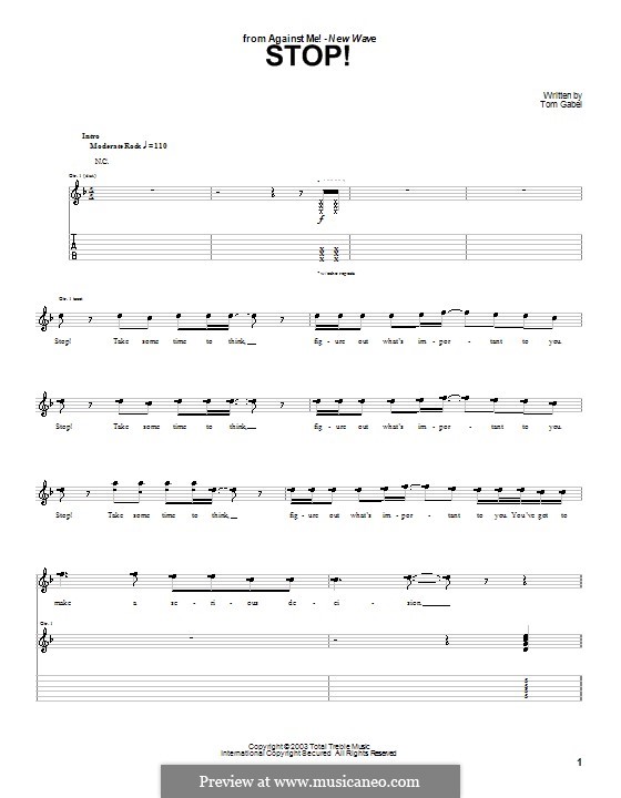 Stop! (Against Me!): Für Gitarre mit Tabulatur by Tom Gabel