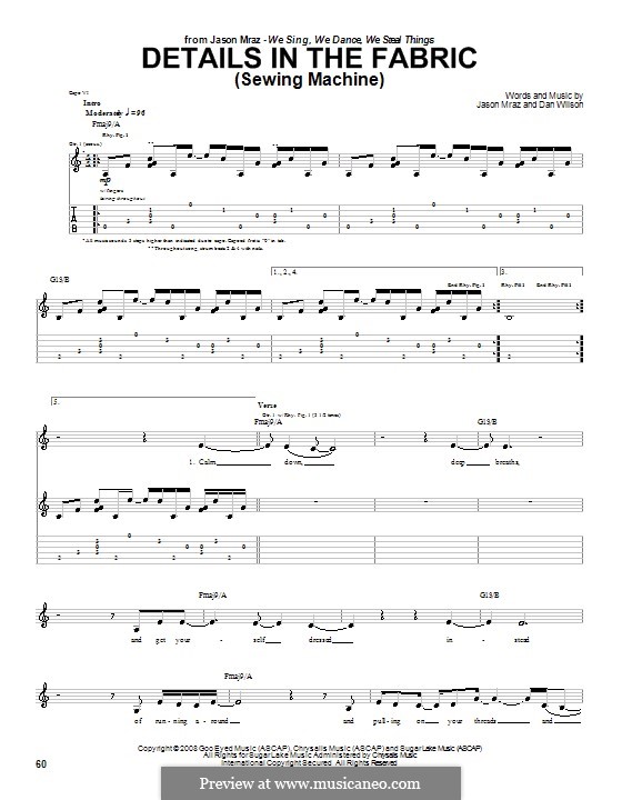 Details in the Fabric (Sewing Machine): Für Gitarre mit Tab by Daniel Wilson