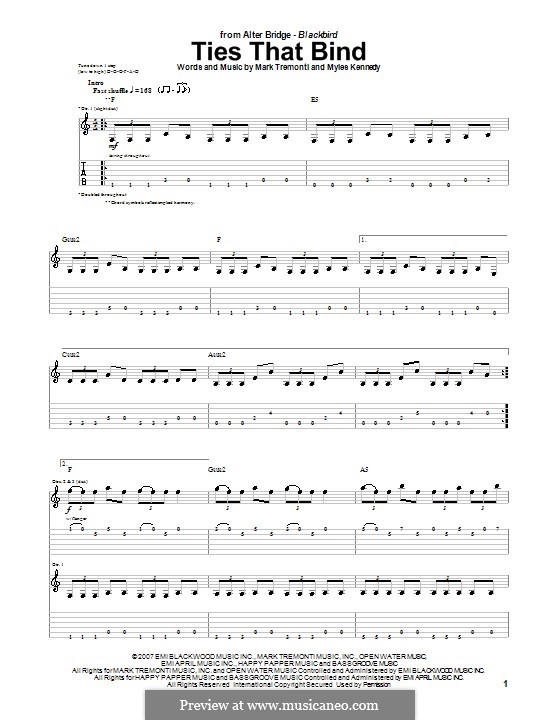 Ties That Bind (Alter Bridge): Für Gitarre mit Tabulatur by Mark Tremonti, Myles Kennedy