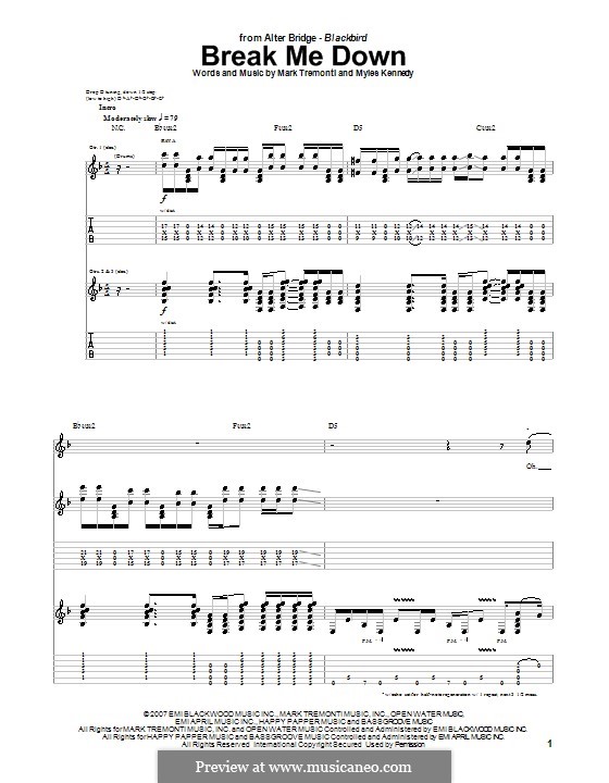 Break Me Down (Alter Bridge): Für Gitarre mit Tabulatur by Mark Tremonti, Myles Kennedy