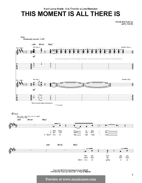 This Moment Is All There Is: Für Gitarre mit Tab by Lenny Kravitz