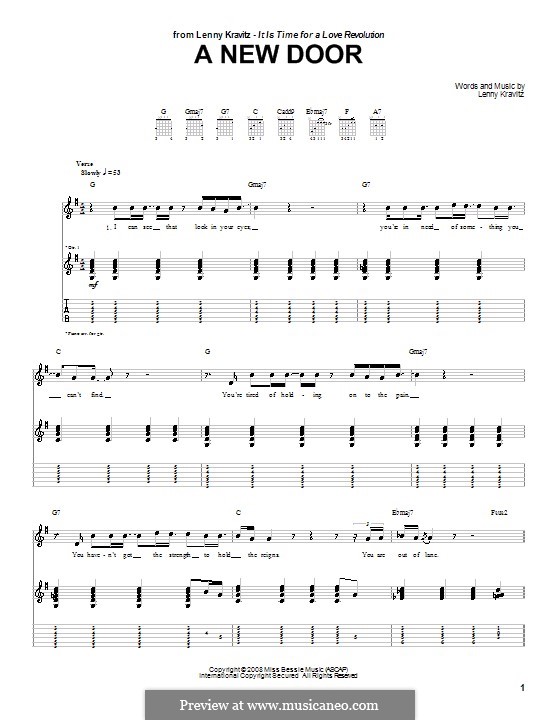 A New Door: Für Gitarre mit Tab by Lenny Kravitz