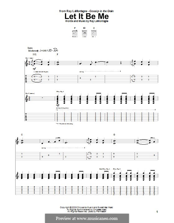 Let It Be Me: Für Gitarre mit Tab by Ray LaMontagne