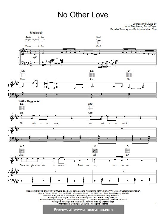 No Other Love: Für Stimme und Klavier (oder Gitarre) by Estelle Swaray, John Stephens, Mitchum Khan Chin, Supa Dups