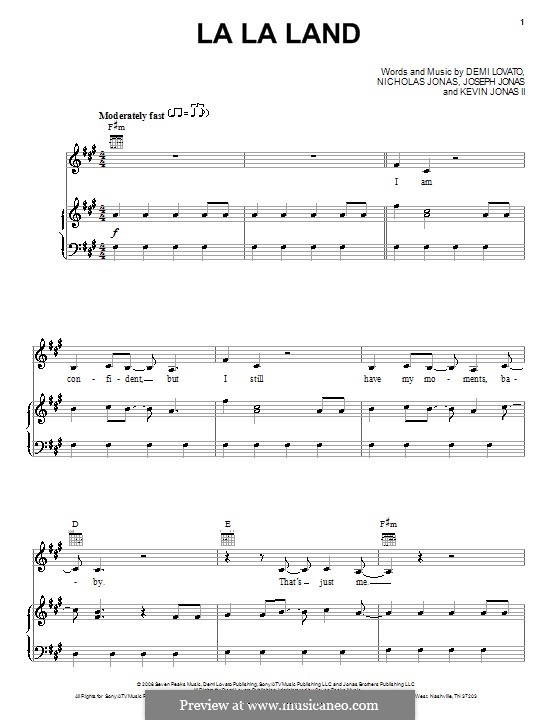 La La Land (Demi Lovato): Für Stimme und Klavier (oder Gitarre) by Joseph Jonas, Kevin Jonas Sr., Nicholas Jonas