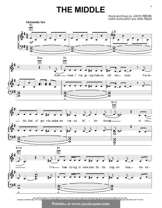 The Middle (Demi Lovato): Für Stimme und Klavier (oder Gitarre) by Jason Reeves, John Fields, Kara DioGuardi