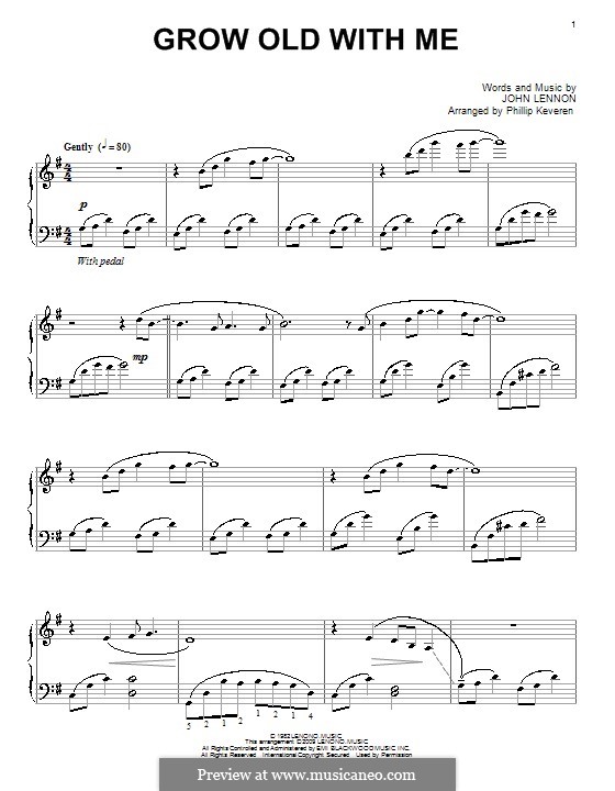Grow Old With Me: Für Klavier by John Lennon
