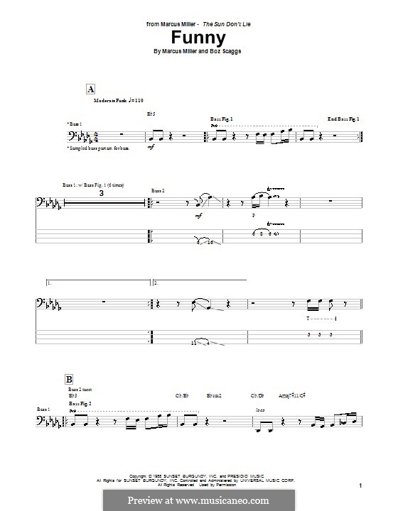 Funny: Für Bassgitarre mit Tabulatur by Marcus Miller
