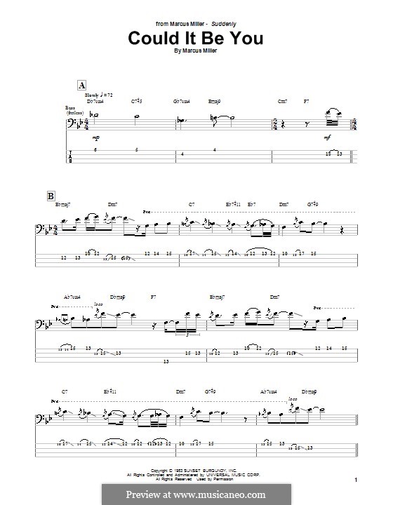 Could It Be You: Für Bassgitarre mit Tabulatur by Marcus Miller