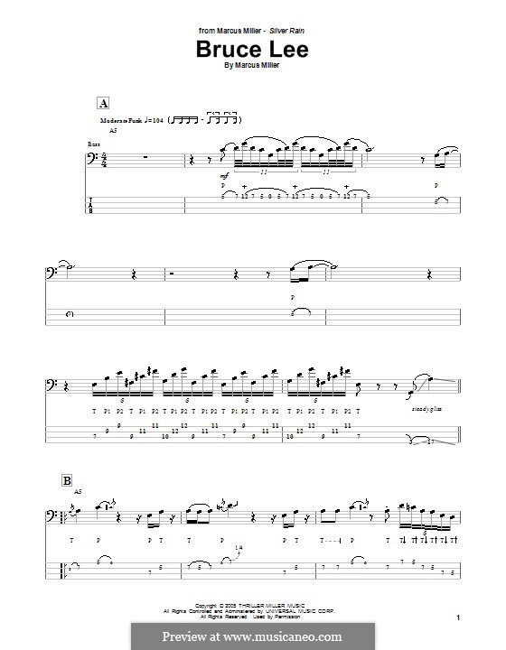 Bruce Lee: Für Bassgitarre mit Tabulatur by Marcus Miller